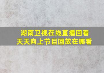 湖南卫视在线直播回看天天向上节目回放在哪看