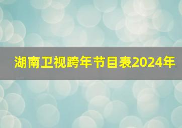 湖南卫视跨年节目表2024年