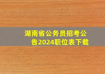 湖南省公务员招考公告2024职位表下载