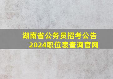 湖南省公务员招考公告2024职位表查询官网