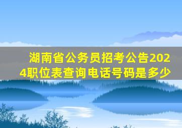 湖南省公务员招考公告2024职位表查询电话号码是多少