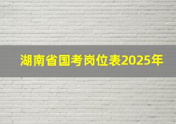 湖南省国考岗位表2025年