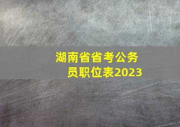 湖南省省考公务员职位表2023