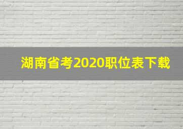 湖南省考2020职位表下载