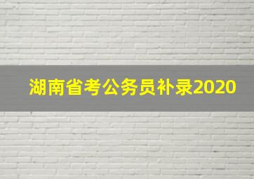 湖南省考公务员补录2020