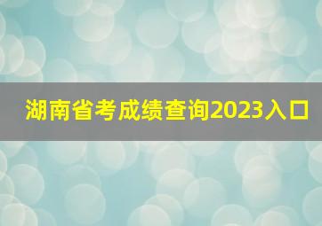 湖南省考成绩查询2023入口