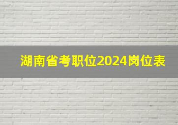 湖南省考职位2024岗位表