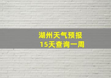 湖州天气预报15天查询一周