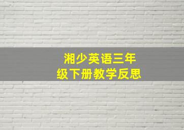 湘少英语三年级下册教学反思