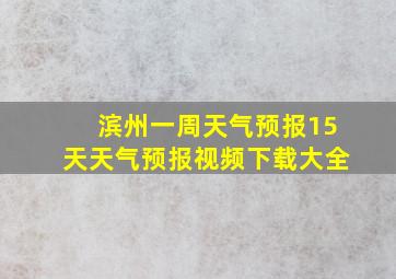 滨州一周天气预报15天天气预报视频下载大全