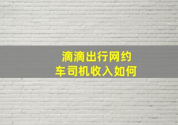 滴滴出行网约车司机收入如何