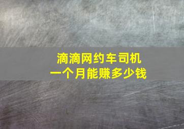 滴滴网约车司机一个月能赚多少钱