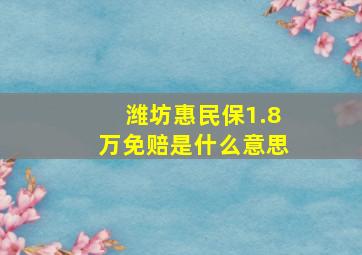 潍坊惠民保1.8万免赔是什么意思