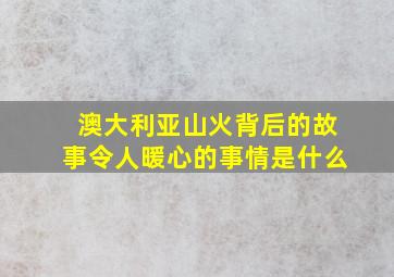 澳大利亚山火背后的故事令人暖心的事情是什么