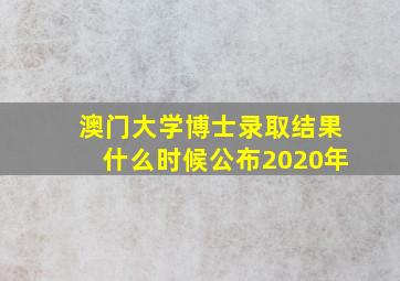 澳门大学博士录取结果什么时候公布2020年