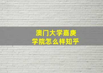 澳门大学嘉庚学院怎么样知乎