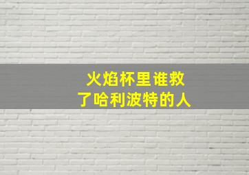 火焰杯里谁救了哈利波特的人