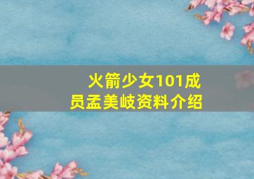 火箭少女101成员孟美岐资料介绍