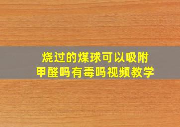 烧过的煤球可以吸附甲醛吗有毒吗视频教学