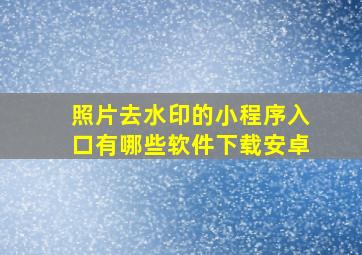 照片去水印的小程序入口有哪些软件下载安卓