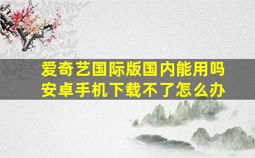 爱奇艺国际版国内能用吗安卓手机下载不了怎么办