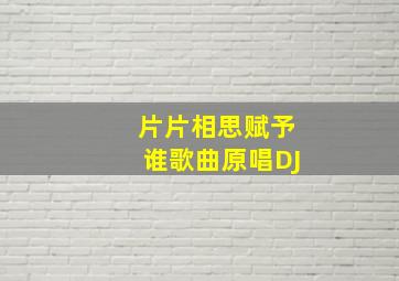 片片相思赋予谁歌曲原唱DJ