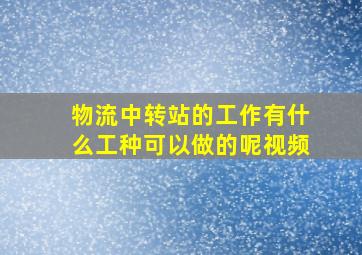 物流中转站的工作有什么工种可以做的呢视频