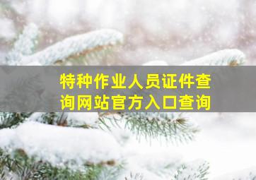 特种作业人员证件查询网站官方入口查询