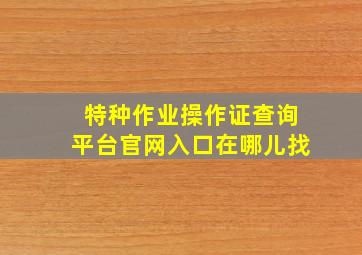 特种作业操作证查询平台官网入口在哪儿找