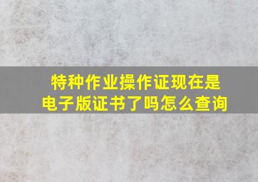 特种作业操作证现在是电子版证书了吗怎么查询