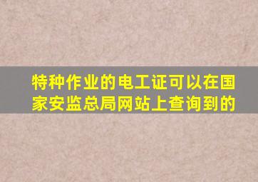 特种作业的电工证可以在国家安监总局网站上查询到的