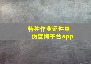 特种作业证件真伪查询平台app