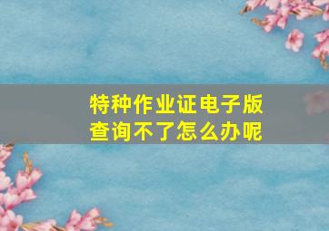 特种作业证电子版查询不了怎么办呢