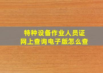 特种设备作业人员证网上查询电子版怎么查