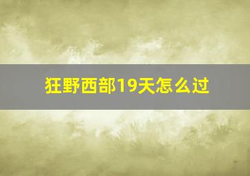 狂野西部19天怎么过