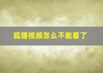 狐狸视频怎么不能看了