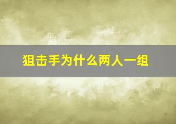 狙击手为什么两人一组