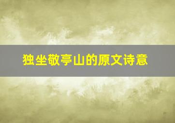 独坐敬亭山的原文诗意