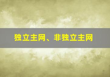 独立主网、非独立主网