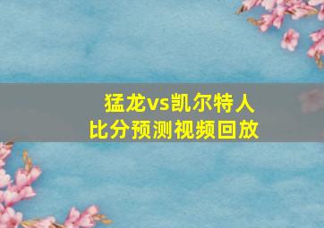 猛龙vs凯尔特人比分预测视频回放