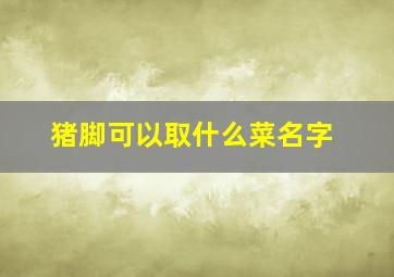 猪脚可以取什么菜名字