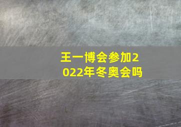 王一博会参加2022年冬奥会吗