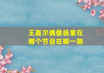 王嘉尔偶像杨紫在哪个节目在哪一期