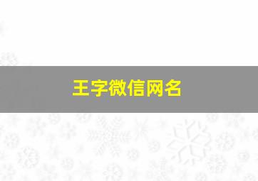 王字微信网名