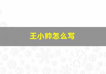 王小帅怎么写