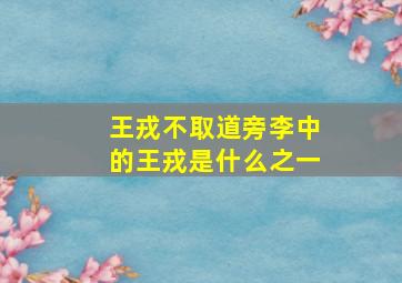 王戎不取道旁李中的王戎是什么之一