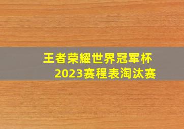 王者荣耀世界冠军杯2023赛程表淘汰赛