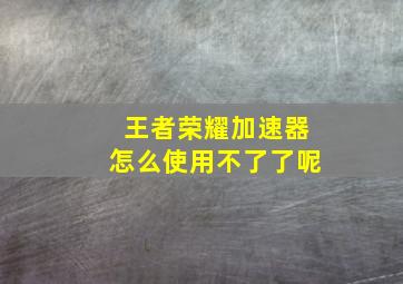 王者荣耀加速器怎么使用不了了呢