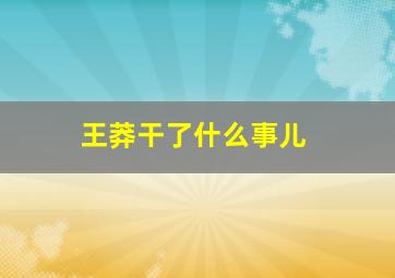 王莽干了什么事儿