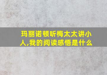 玛丽诺顿听梅太太讲小人,我的阅读感悟是什么